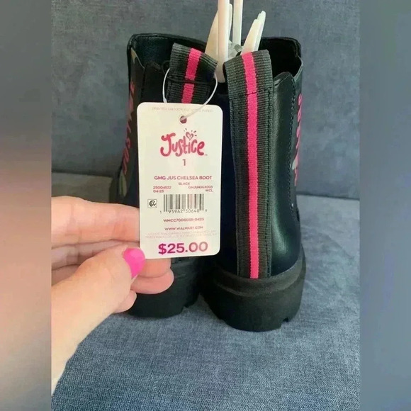Girls Justice Black Camo Ankle Chelsea Slip On Zip New Winter Boots Size 1 - Picture 5 of 8